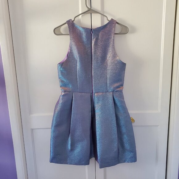 ASOS Women's Blue and Purple Tulip Style Metallic Mini Dress - Picture 3 of 6